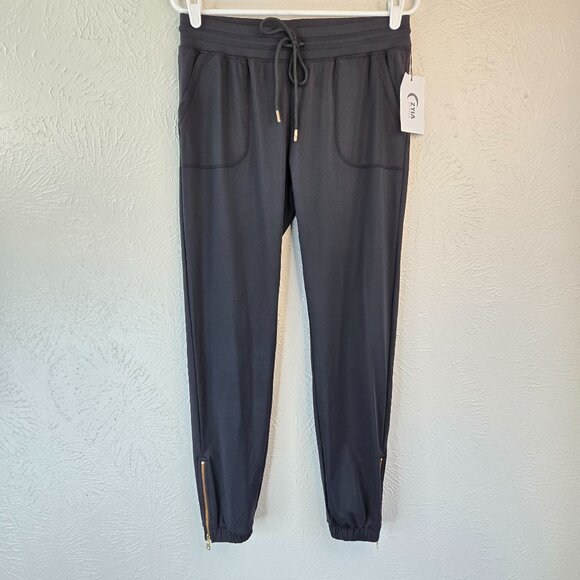 Zyia Active Peak Jogger Pants Black Athletic Workout Pull On Zipper Ankle Small - Picture 1 of 13
